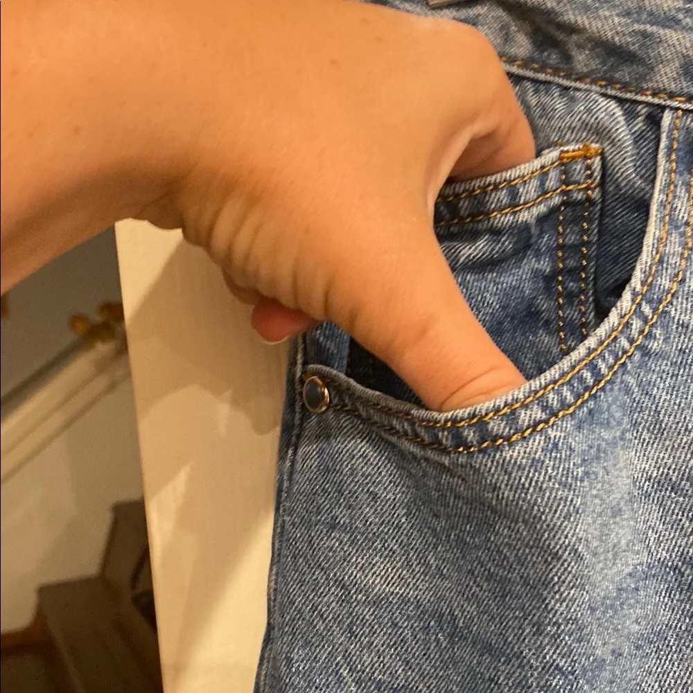 Fashion Nova Blue Distressed Wide Leg Jeans - Picture 5 of 14